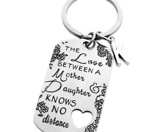 Personalized Mother Daughter Keychain: Stainless Steel Initial Charm