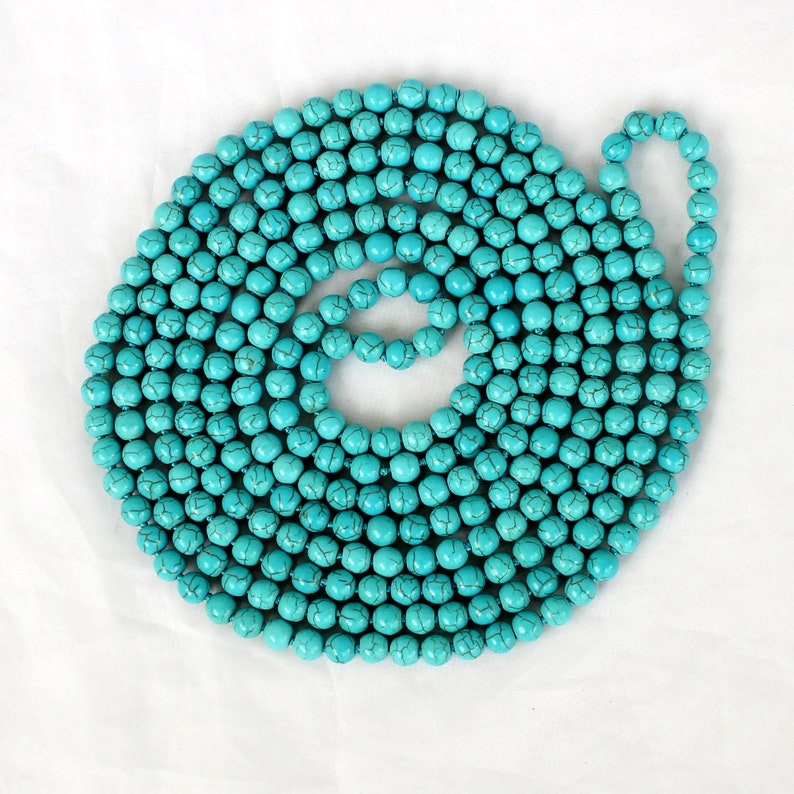 98 Long Turquoise Long Necklace Turquoise Beaded Etsy