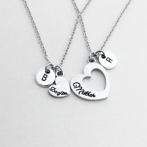 2PCS/set Initial letter necklace,Mother Daughter  Necklace, Mother&#39;s Day Gift, Gifts for Mom, Mom Necklace, girlfriend gift