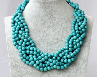 Handmade turquoise bead necklace turquoise necklace  Gift For Women,Turquoise Necklace Turquoise bead necklace,