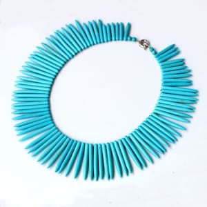 Turquoise Necklace Needle Shape Necklaceturquoise Bib - Etsy