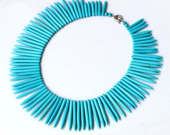 bib necklace online Turquoise Necklace Needle Shape NecklaceTurquoise Bib Necklace, Spike Necklace, Statement Necklace Gift For Women