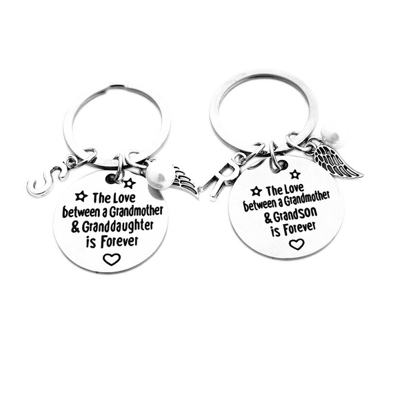 Personalized Initial Keychain the Love Between a Grandmother and