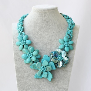 Turquoise necklace shell necklace  Gift For Women  Mother daughter necklace