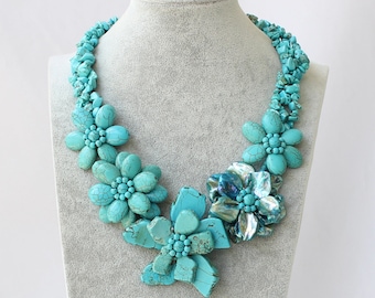 Collana turchese Collana con conchiglia Regalo per le donne Collana madre figlia