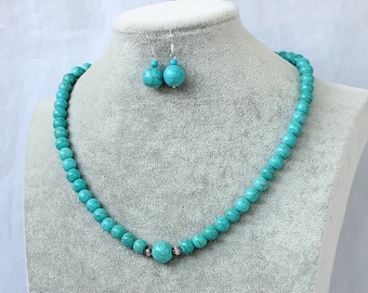Turquoise earrings necklace set, Gift For Women,Turquoise Necklace   Turquoise Jewelry  Dainty Necklace Mother daughter necklace
