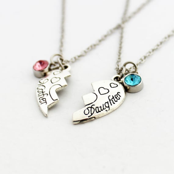 Mother daughter necklace on sale birthstone