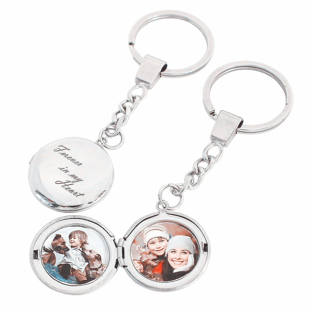 Custom Engraved Lockets Keychain With Photopersonalized Locket