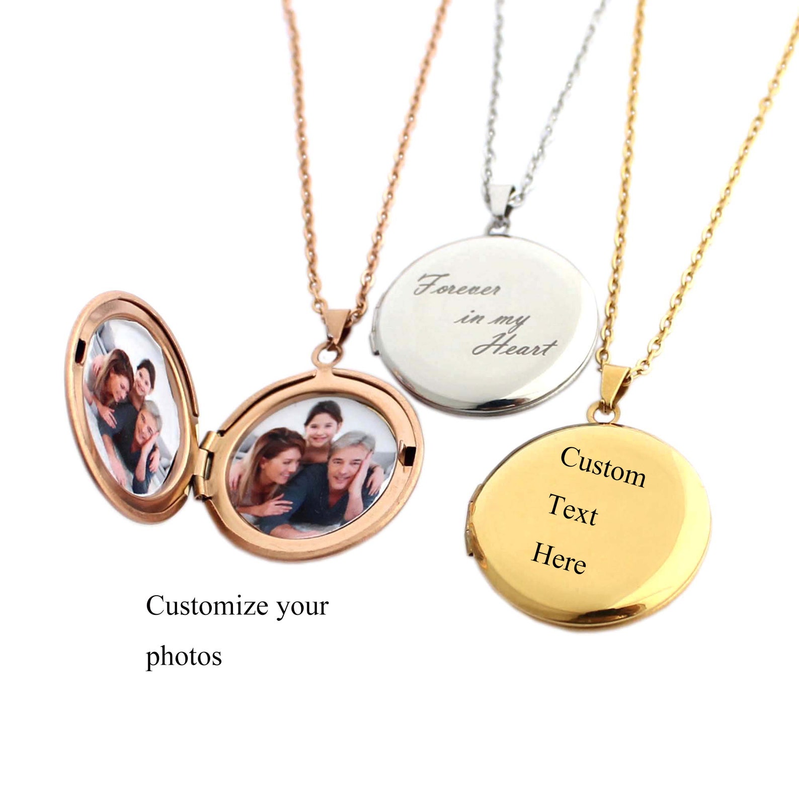 Custom Engraved Lockets Necklace With Photo-personalized Locket ...