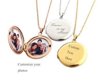 Custom Engraved Lockets Necklace with Photo-Personalized  Locket Necklace-Locket With Photo-Picture Locket