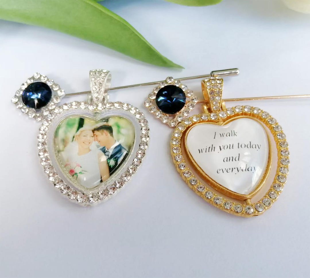 Double Sided Wedding Bouquet Charm With Photo,bridal Bouquet Memorial ...