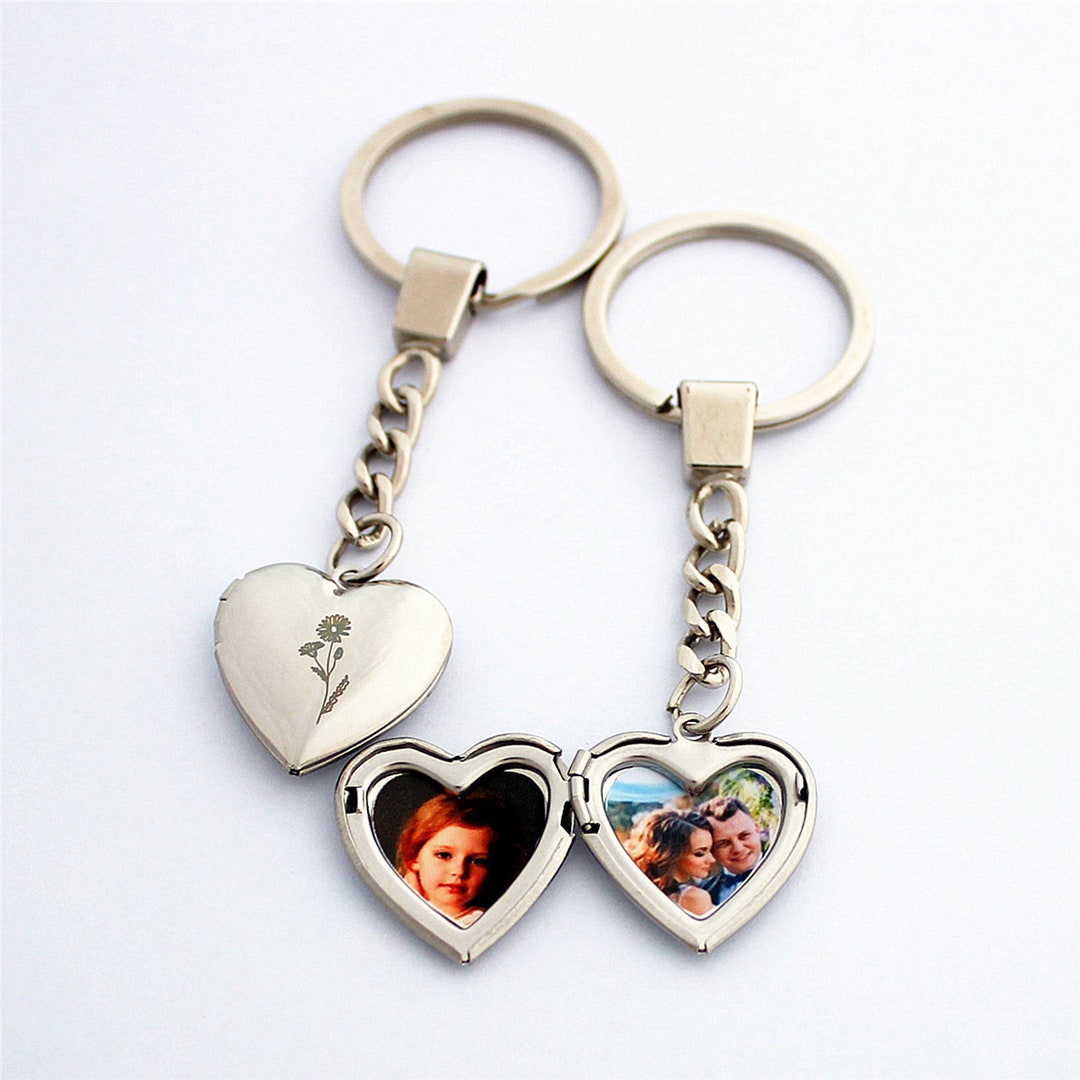 Custom Engraved Birth Flower Locket Keychainlockets Keychain With