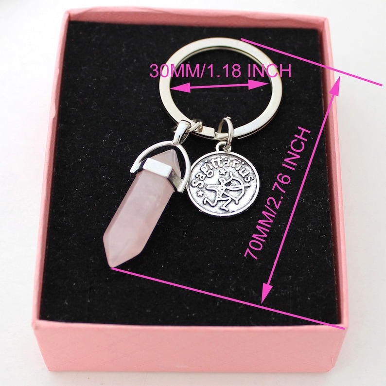 Gemstone keychainZodiac keychainCrystal key chainAmethyst Etsy