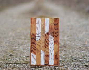 Handgefertigte Angle Holz Wand Kunst - Altholz - Moderne Wand Kunst - Metallic Gold, Weiß - PNW - Rustikal