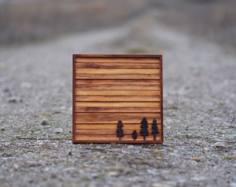 Handgefertigte Holz Wand Kunst - Altes Holz von PNW “Fichte”- Moderne Wand Kunst - Recycelte Dielendielen mit Bäumen rechts