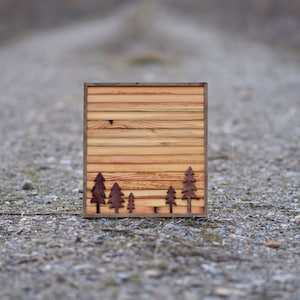 Handmade Wood Wall art - Reclaimed Wood from PNW “Ponderosa” - Modern Wall art - Recycled floor boards with trees
