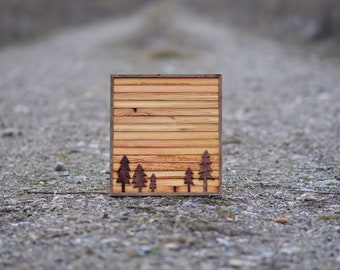 Handgemachte Holz Wandkunst - Altes Holz von PNW “Ponderosa” - Moderne Wandkunst - Recycelte Dielendielen mit Bäumen
