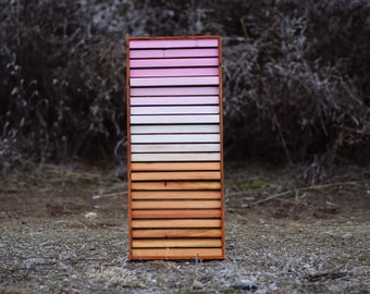 Handgemachtes Ombre Holz Wandbild “Blush”- rosa, weiß, natürlich - vom PNW - gerahmt- recyceltes Holz - diy