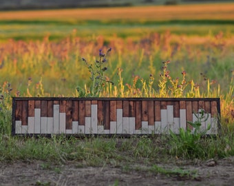 Handgemachte Holz Wandkunst - Deko aus recyceltem Holz - modernes Holzdekor - braun, grau, schwarz - "Rejust" - recycelt und upcycled