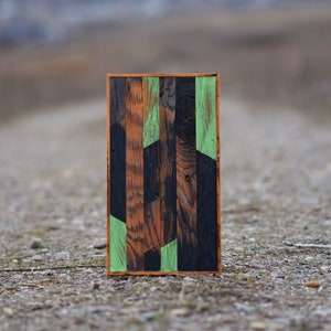 Handmade Angle Wood Wall art - Reclaimed Wood - Modern Wall art - Green, Mint - PNW - Rustic