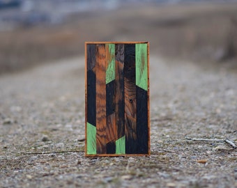 Handgefertigte Angle Holz Wand Kunst - Altholz - Moderne Wand Kunst - Grün, Minze - PNW - Rustikal