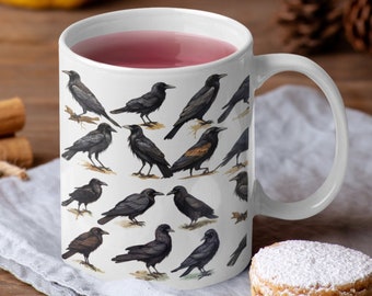 Gothic Goth Black Bird Mug, Raven Crow Coffee Tea Mug Cup, Dark Academia Mug, Whimsigoth Mug, Bird Lover Gifts, Crow Gift, Raven Gifts