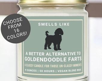 Funny Goldendoodle Smells Like Candle, Pet Fart Gag Gift, Vegan Scented Candle Gift for Dog Lover, Unique Gifts Dog Mom or Dog Dad