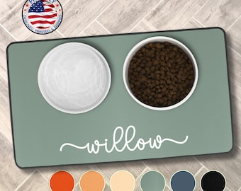 Custom Pet Food Mat, Dog Bowl Mat with or w/o Fringe Non-Slip Personalized Dog Food Mat for Food Water Bowl Placemat Cat Feeding Place Mat