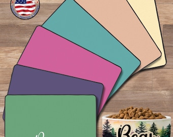 Custom Pet Food Mat, Dog Bowl Mat with or w/o Fringe Non-Slip Personalized Dog Mat for Food Water Bowl Placemat Large Cat Feeding Place Mat
