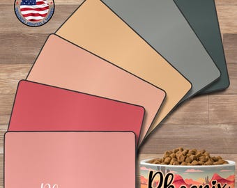 Custom Pet Food Mat, Dog Bowl Mat with or w/o Fringe Non-Slip Personalized Dog Mat for Food Water Bowl Placemat Large Cat Feeding Place Mat