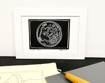 La Luna original block print
