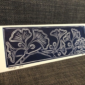 Ginkgo handmade, block print.