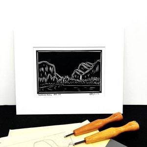 Yosemite National Park, handmade, block print.