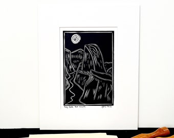 Half Dome, Yosemite National Park, handmade, block print, nature.