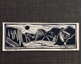 Yosemite National Park, handmade, block print.