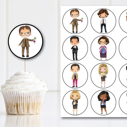 The Office Inspired Cupcake Toppers Michael Scott Jim - Etsy