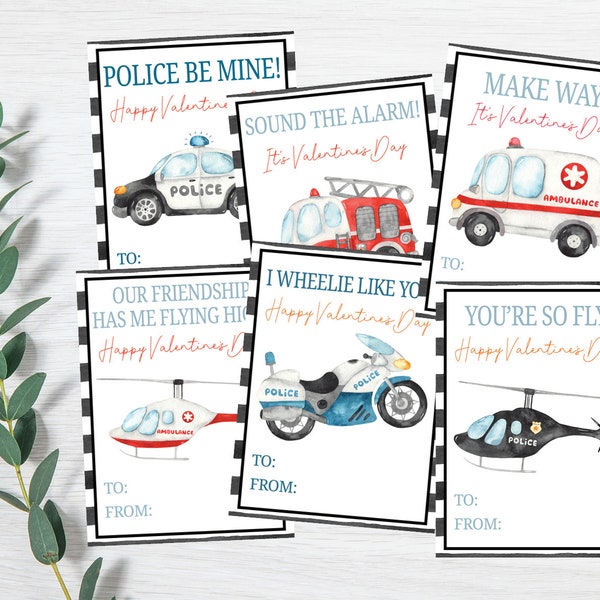 Police Boy Valentines Card - Etsy