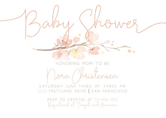 cherry blossom baby shower invitations
