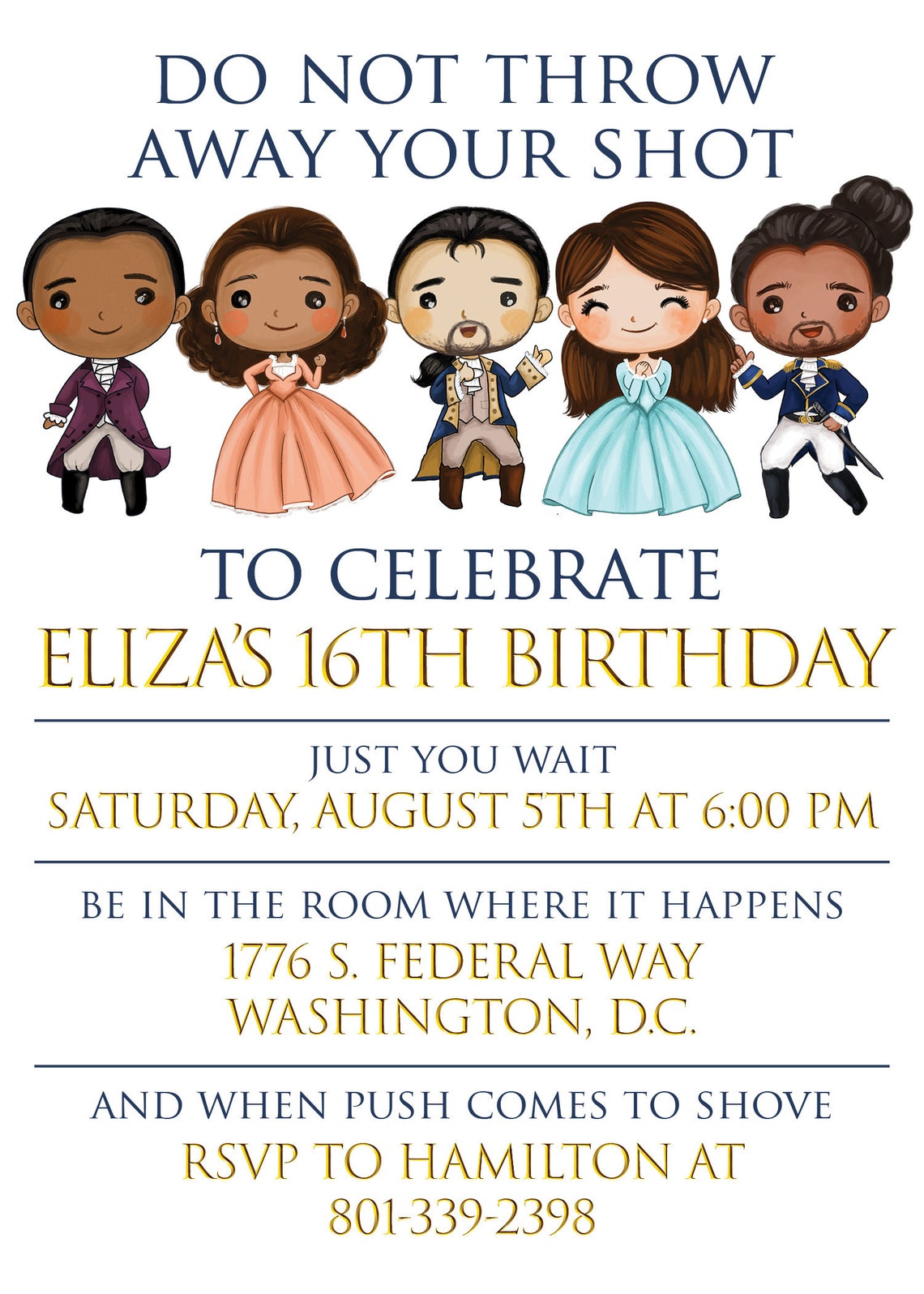 Hamilton Birthday Party Invitation Hamilton Musical | Etsy
