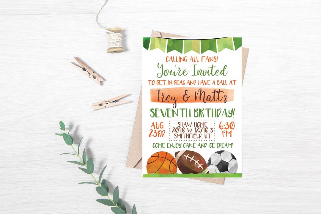 Sports Themed Birthday Party Invitation Have a Ball Birthday Etsy