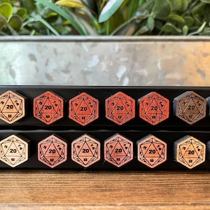 D20 DM Screen Magnets (4 pack) ~ Dice Fridge Magnets ~ Hardwood