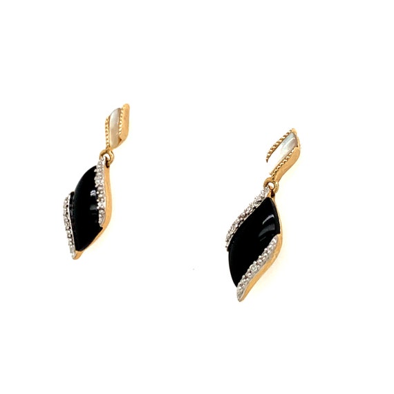 14K Black Onyx and Mother of Pearl 