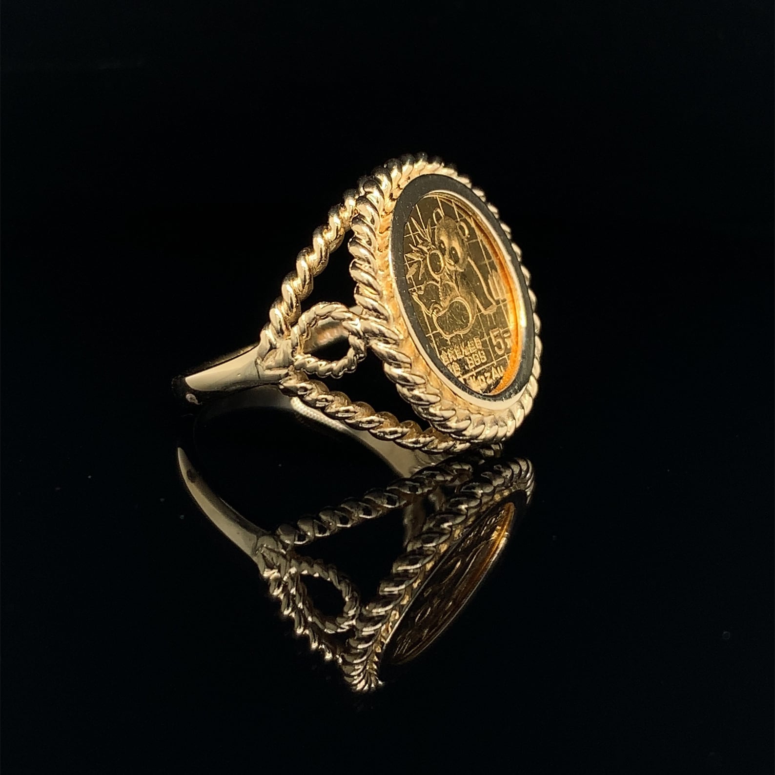 1/20th Oz Gold Panda Coin Ring Etsy