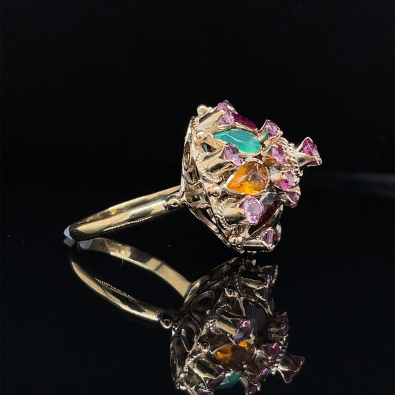 Multi-Gemstone Estate Ring, 10kt Yellow Gold - image 3