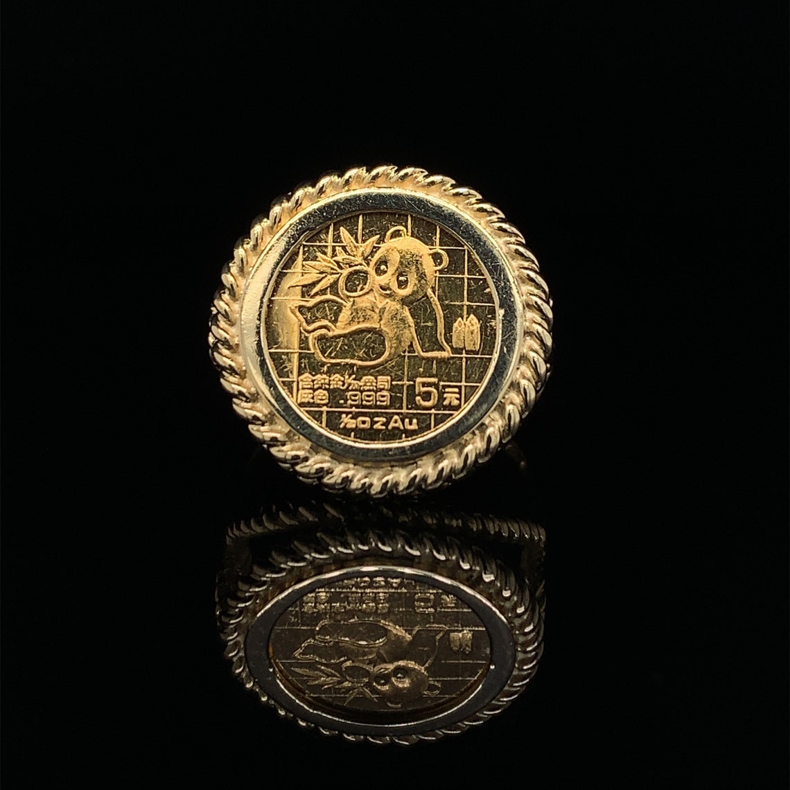 1/20th Oz Gold Panda Coin Ring Etsy