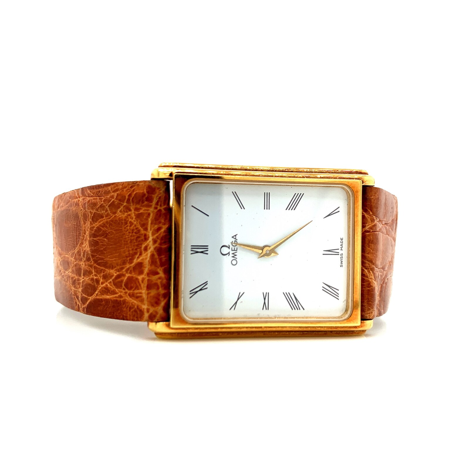 Vintage 18K Yellow Gold Omega Tank Wrist Watch With Original Etsy