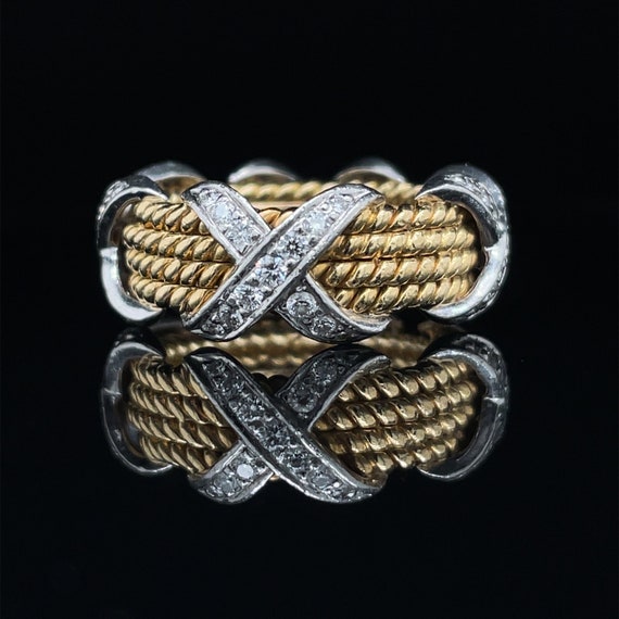 Tiffany & Co Schlumberger 18K Yellow Gold Diamond Rope Ring