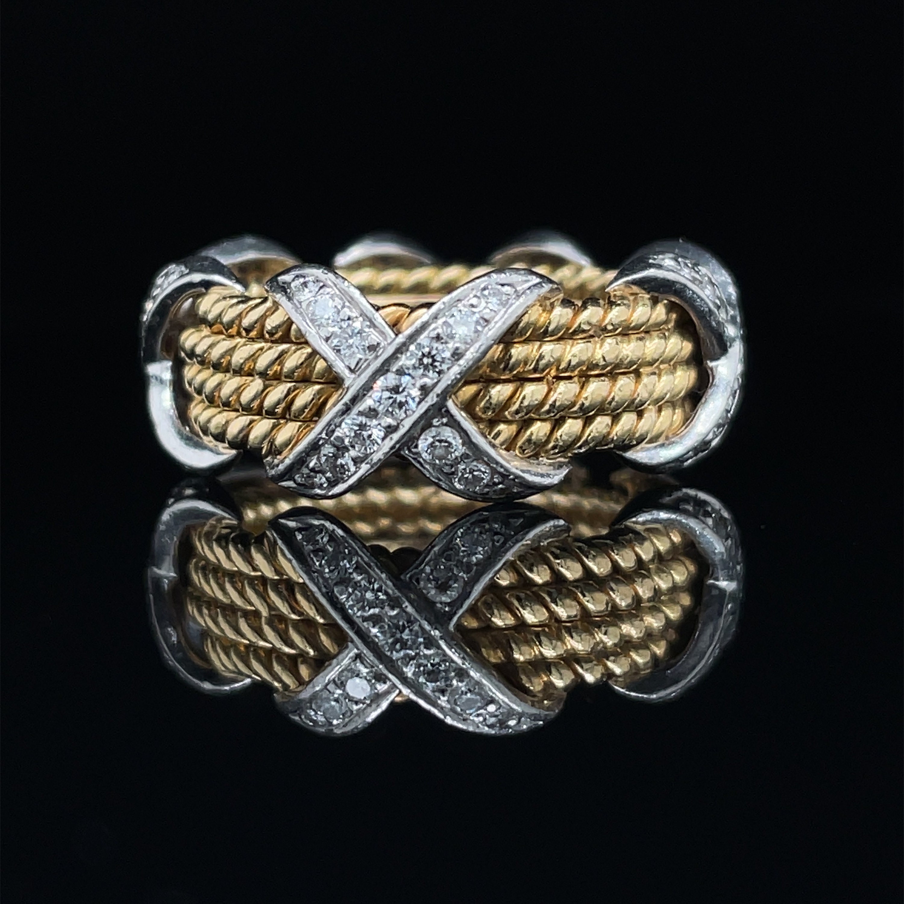 Tiffany & Co. Schlumberger Rope Three-Row Ring with Diamonds