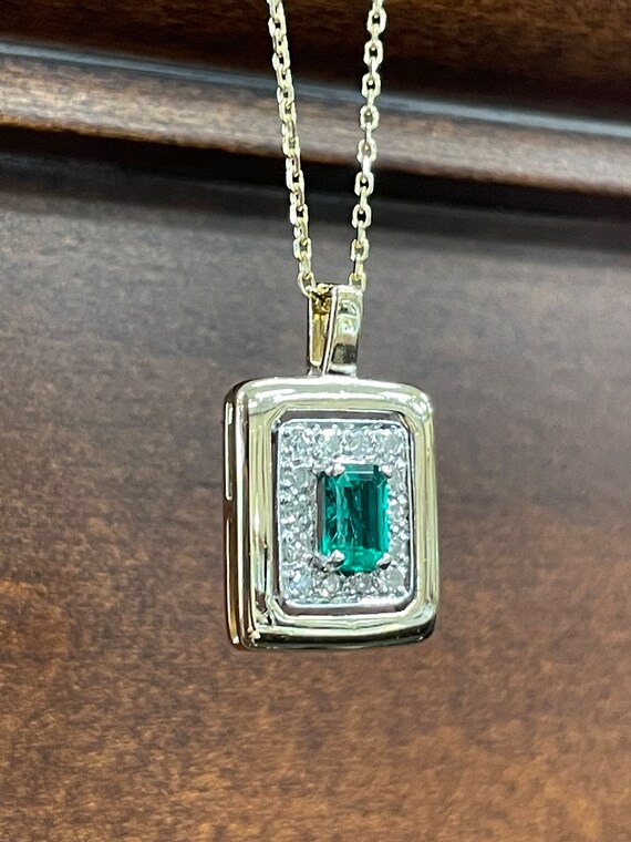14K Emerald and Diamond Pendant - Gem