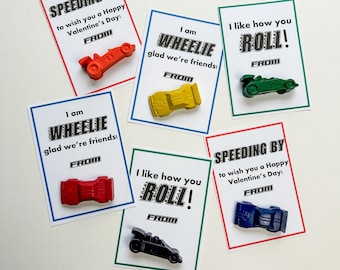 Auto Crayon Valentine, Auto Valentine, Junge Valentines, Valentines Gefälligkeiten, Vorschule Valentines, Schule Valentine, Klasse Party Favor, Boy Favor